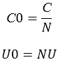 Формула для 2-ух последовательно соединенных одинаковых конденсаторов